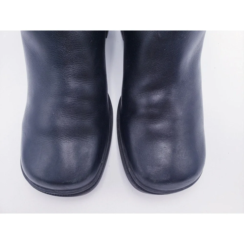 Vintage 90s Croft Barrow Ankle‎ Boots Black Leather Square Toe Block Heel Size 7
